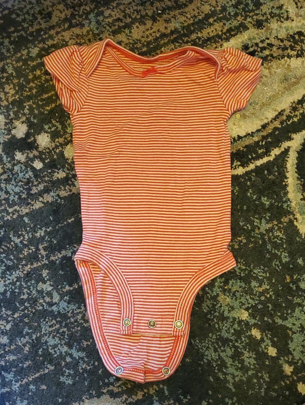 Carter's Red & White Striped Short-Sleeve Bodysuit